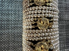 Lot Of 12 Piece Rose Gold Tone / Off- White Faux Pearl Gold Tone Clasp Bracelets
