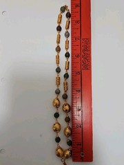 Gold Plated 24k PreColumbian Inca Pendant Necklace & Drop Earrings Set Faux Jade