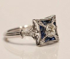 Vintage Art Deco Wedding Fine Ring 925 Silver 1.02Ct Old European Cut CZ Stone