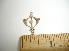 antique 14K gold seed pearl birthstone Lavalier Pendant charm wind dangle drop