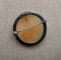 Vtg Carved Rose Shell Cameo Brooch Pendant 900? Silver 1″ Round See Pic