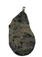 Teardrop Freeform Stone Pendant Gray/Black Speckled w/ Metal Bail 2 in 6012