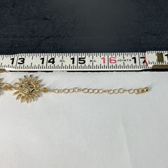 Gold Tone Celestial Sun Moon Necklace Earrings Set Pierced Choker Retro