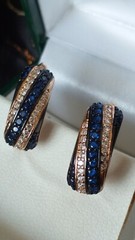 Vintage 1990-s 14 Ct Rolled Gold Sapphire Zircons Earrings- Hallmarked 585 RG