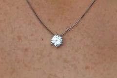 3CT Round Cut Lab Created Diamond Woman Surprise Pendant 14k White Gold Plated