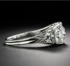 3.75Ct Art Deco Style Lab Created Diamond Anniversary 14K White Gold Finish Ring