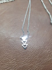 Set Of 3 Silver Tone Chain Charm Necklace Pedant.