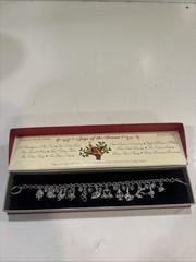 12 Days Of Christmas Charm Bracelet Sterling Silver Finish Toggle Clasp B14A