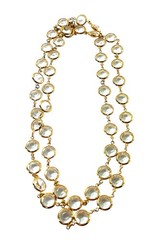 Vintage Swarovski Clear Crystal Station Necklace Gold Tone Open Back Bezel 34”