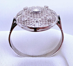 Antique Platinum Art Deco Diamond Cocktail Ring 37 Natural Diamonds Pavé Size 8
