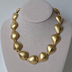 Vintage Givenchy Necklace 1980s Gold Tone Textured Dome