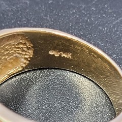 VTG 14k Solid Yellow Gold Star MCM Pattern Cut Wide Band Ring 5.9g Size 5.5