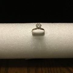 14K Gold Round Cut Solitaire CZ Dainty yet impressive Engagement/ Promise Ring