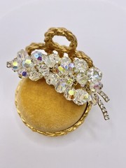 Vintage JULIANA D&E Pin and Earrings With Aurora Borealis Rhinestones BOOK PIECE