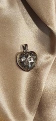 Red Rhinestone Puffy Heart Pendant Silver Tone Gift Birthday Christmas Valentine