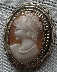 6 Vintage Cameo Jewelry Cuff Bracelet Pendant Clip Earrings Brooch Locket
