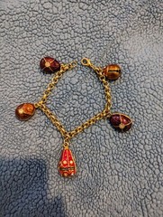 Faberge 5 Egg Bracelet The Museum Company Gold Plated Pewter Jewel Tones