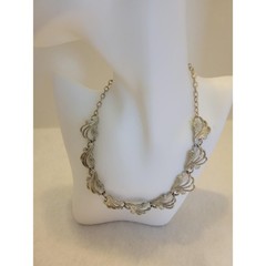 Sarah Coventry Necklace Vintage Silver Tone Scroll Leaf Link Choker MCM Jewelry