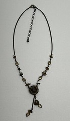 Signed N A Necklace, Single Rhinestone Flower Centerpiece