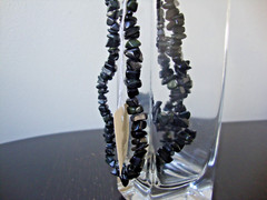 VINTAGE HONG KONG HANDMADE DARK GREEN NEPHRITE JADE CHIPS 35″ ENDLESS NECKLACE