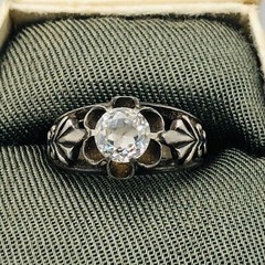 Soviet Engagement Ring Silver 875 Rock Crystal Size 5