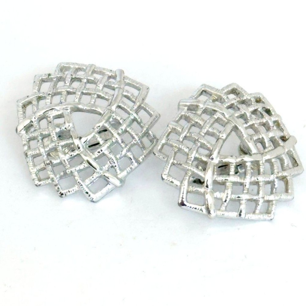 Sarah Coventry Silver Trellis Earrings 1970s