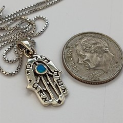 Sterling Silver Hamsa Necklace Eshet Chayil Blessing Meaningful Gift For Her 925