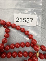 Vintage Gold Filled Red Glass Beaded Necklace 36″