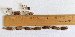 Vintage Gold Stone Jewelry Ring Is 925 All Else Gold Plate Brooch Bracelet & ER