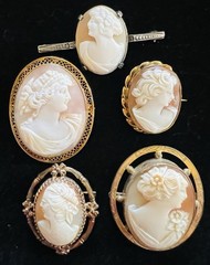 Vtg Estate Cameo Jewelry Artisan Painted Floral Romantic Victorian Revival Lot