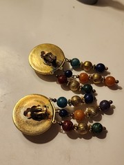 Lot of 3 Women’s Fashion Earrings: Gold Dangle, Multicolor, Black Stud