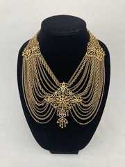 Vintage 1969 Monet Festoon Necklace Gold Tone Statement Piece Rare Excellent