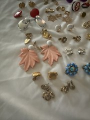 Lot of 50 Pair Vintage Costume Clip On Earrings Various Sizes & Shapes