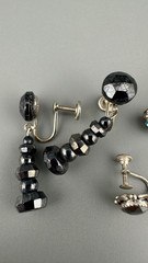 Vintage Earrings Lot Sterling Silver Gemstone Crystal Screw Back Blue Hematite