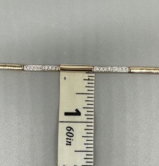 925 Sterling Vermeil Bar Link Bracelet w CZ Accent Bars Minimalist Dainty Skinny