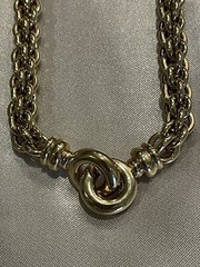 VTG Heavy Yellow Gold Plated Mogul Chain Necklace Unique Slide Grove Closure 16”