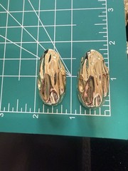 VTG Anne Klein Bold Hammered Gold Tone Link Necklace Clip On Earrings Set