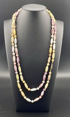 VTG Czech Glass Multicolor Speckled “Picasso” Beaded Necklace W/ Barrel Clasp.