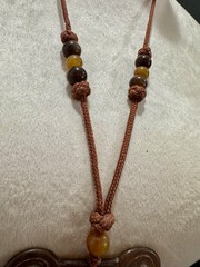 Lot of 3 Vintage Asian Style Pendant Necklaces Cloisonne Jade Look Cinnabar Styl