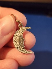 Sterling Silver Moon Dangle Earrings