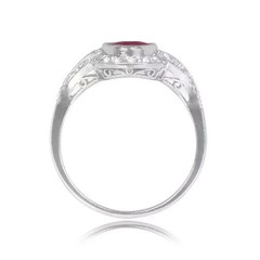 3Ct Art Deco Oval Cut Lab Created Diamond Ruby 14k White Gold FN Wedding Ring