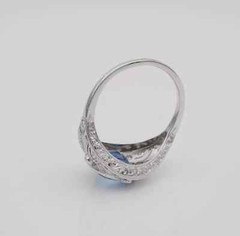 4Ct Art Deco Vintage Lab Created Sapphire 14K White Gold Finish Engagement Ring