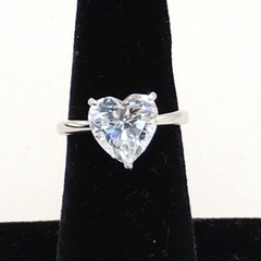 925 Christian Vaccaro, Moissanite Heart Solitaire Ring, Size 5.5, 4.5g Lot#564