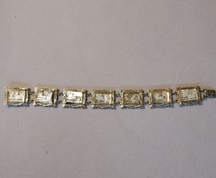 Vtg 30s 800 Silver Italy hand-Carved Cameo Bracelet 7 Greek Gods Days Week