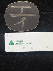 Vintage Signed AMITA JAPAN Black Gold Plated Damascene Engrave Design pin Brooch
