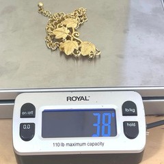 Vtg Leaf Cluster Cascading Art Nouveau Necklace Pendant Chain Link Gold Tone