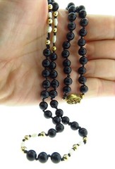 Vintage Onyx Bead Biwa Pearl Necklace Strand 6mm 29.5 Inch