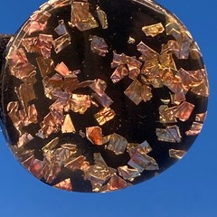 vtg 1960s EARRINGS Lot 2 prs Clip-on encased confetti foil Lucite/Acrylic resin