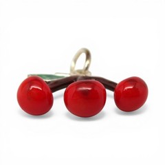 VINTAGE Sterling Silver CHERRIES Charm for Bracelet CHERRY Pendant for Necklace