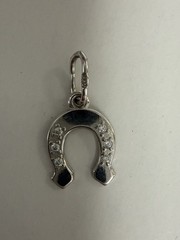 925 Sterling Silver CZ Horseshoe Good Luck Mini Charm Pendant New